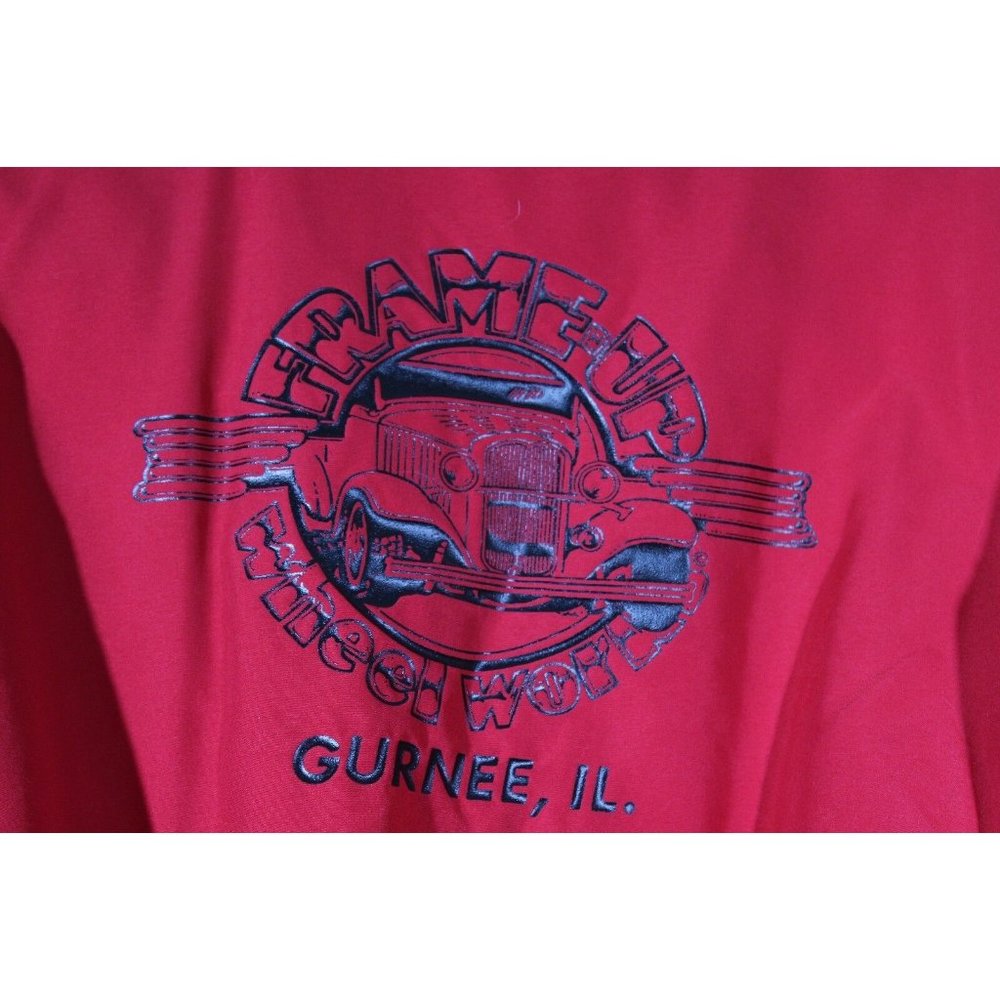 VTG Swingster Size XL Red Frame Up Wheel Works Gurnee IL Trucker Jacket  JEFF
